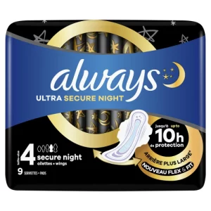 Always Ultra Secure Maandverband Night met vleugels 9 stuks